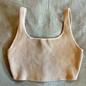 Babaton Beige Sculpt Knit Crop Top - size M